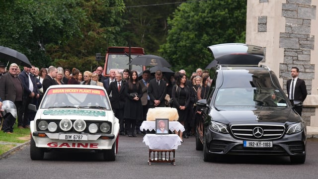 Mike Gaine’s ashes were laid in a hearse next to his restored Ford Escort rally car
