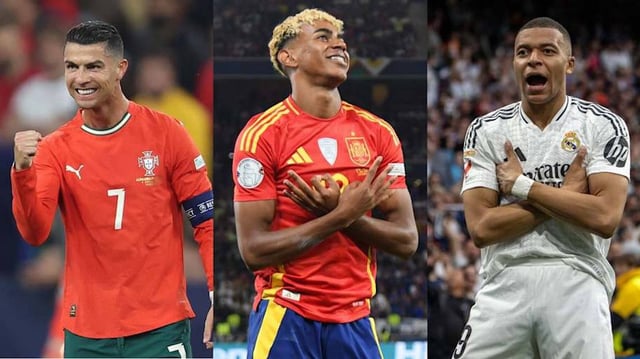 Lamine Yamal (center) is one of the favorites to win the 2025 Ballon d’Or.