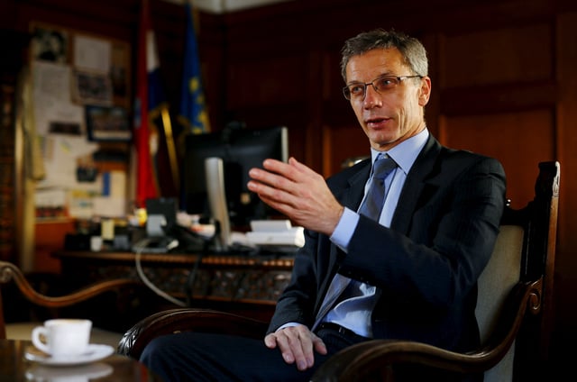 Croatia's central bank governor Boris Vujcic speaks during an interview with Reuters in Zagreb, Croatia, January 21, 2016. To match CROATIA-CENBANK/  REUTERS/Antonio Bronic/File Photo