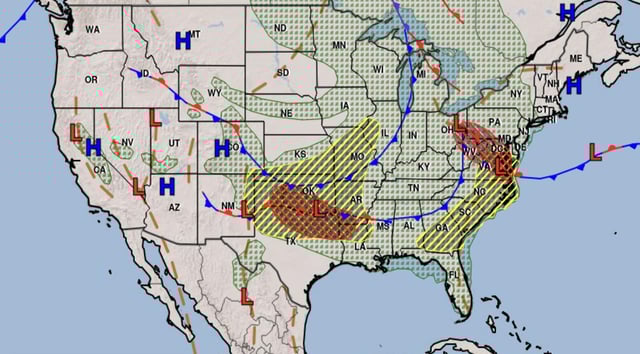 National forecast chart for Sunday, June 8.