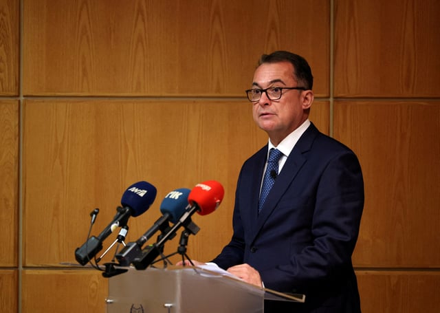 Joachim Nagel, President of the Deutsche Bundesbank speaks at an event in Central Bank of Cyprus in Nicosia, Cyprus November 28, 2023. REUTERS/Yiannis Kourtoglou/File Photo