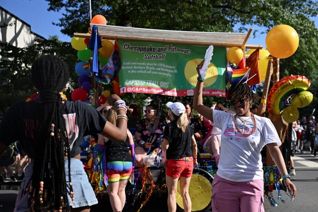 People attend the WorldPride parade in Washington, D.C., U.S., June 7, 2025. REUTERS/Annabelle Gordon