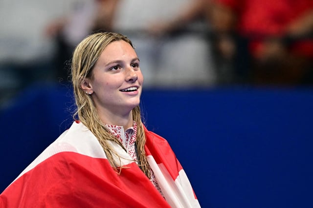 Canada's Summer McIntosh pictured celebrating during the Paris 2024 Olympic Games.