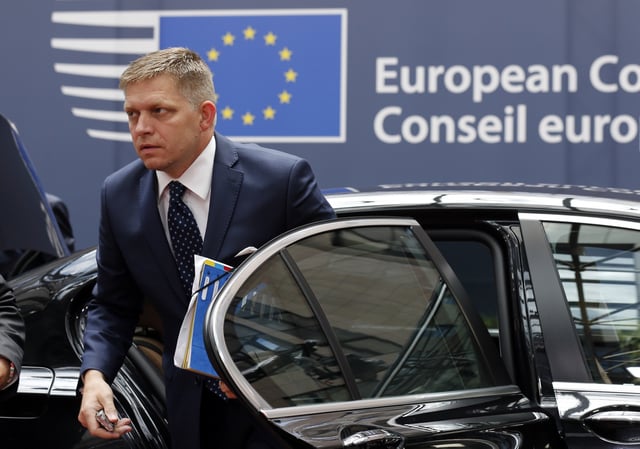 Slovakia's Prime Minister Robert Fico arrives at the EU Summit in Brussels, Belgium, June 28, 2016.         REUTERS/Pascal Rossignol/File Photo