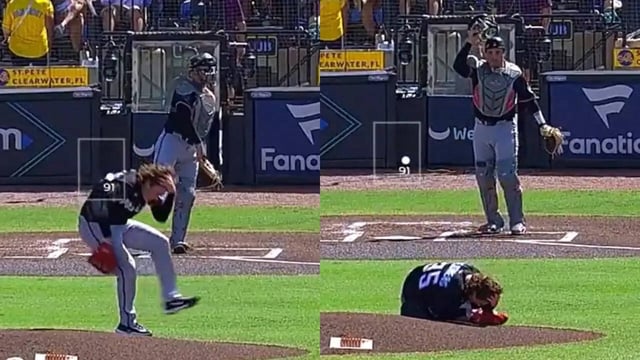 Nick Fortes hits Ryan Weathers in the head