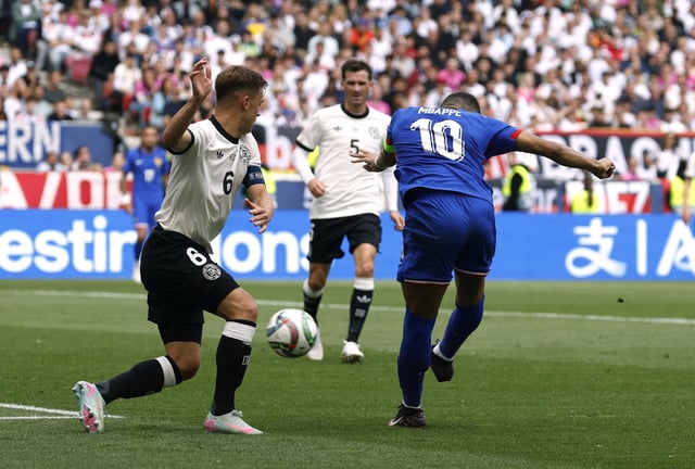 Soccer Football - Nations League - Third Place Play Off Match - Germany v France - MHPArena, Stuttgart, Germany - June 8, 2025 France's Kylian Mbappe scores their first goal REUTERS/Heiko Becker