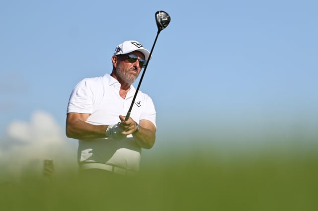 Phil Mickelson of HyFlyers GC tees off at the 17th hole on day two of LIV Golf Virginia at Robert Trent Jones Golf Club on June 07, 2025 in Gainesville, Virginia.