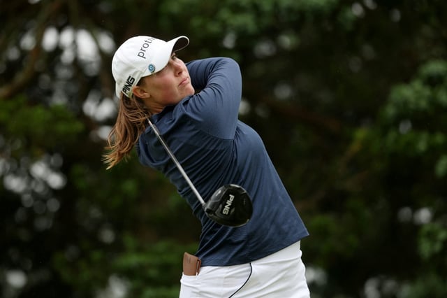 American Jennifer Kupcho hits a tee shot on the way to victory in the LPGA Shoprite Classic in New Jersey