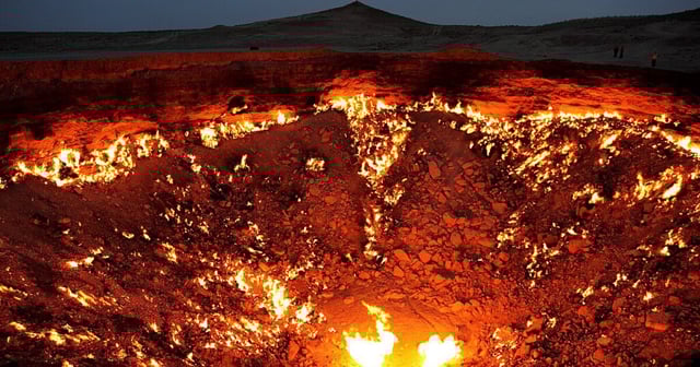 The Door to Hell burns furiously in the night sky