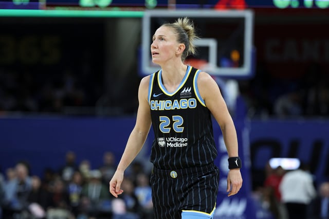 Chicago Sky guard Courtney Vandersloot, shown during a game on May 22, 2025, will miss the remainder of the 2025 WNBA season.