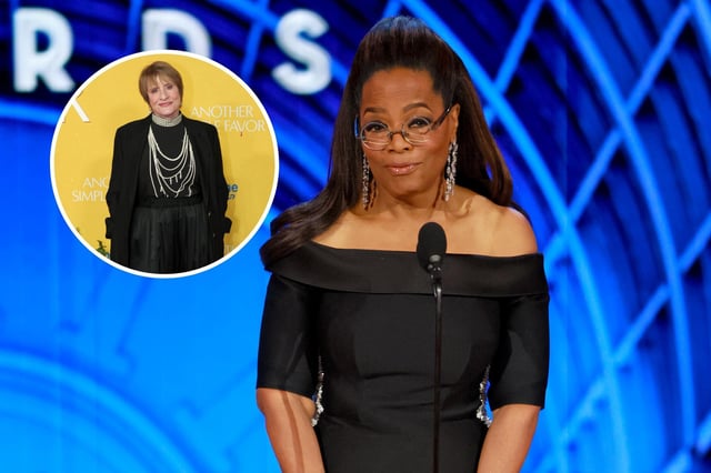 Oprah Winfrey speaks onstage during the 78th Annual Tony Awards at Radio City Music Hall on June 8, 2025 in New York City. In the inset image, Patti LuPone attends the &#34;Another Simple Favor&#34; New York screening at Jazz at Lincoln Center on April 27, 2025 in New York City.