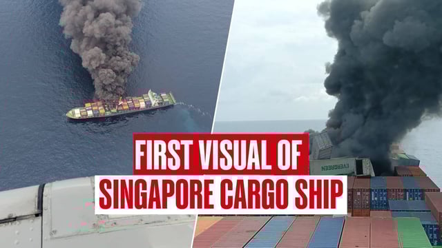 First Video of Huge Explosion on Singapore Cargo Ship of Kerala Coast | Image: Republic 