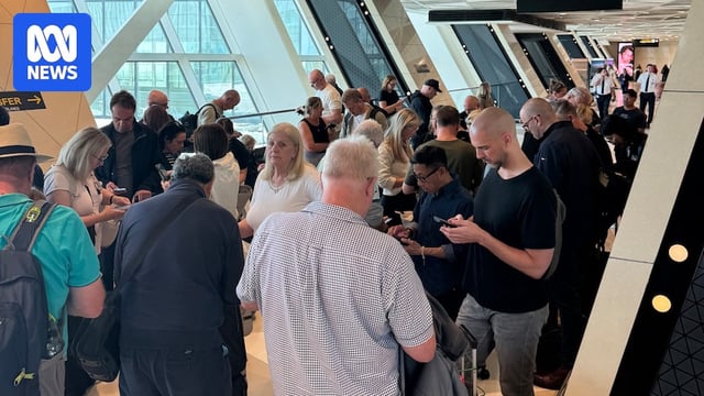 Crowds inside the airport.