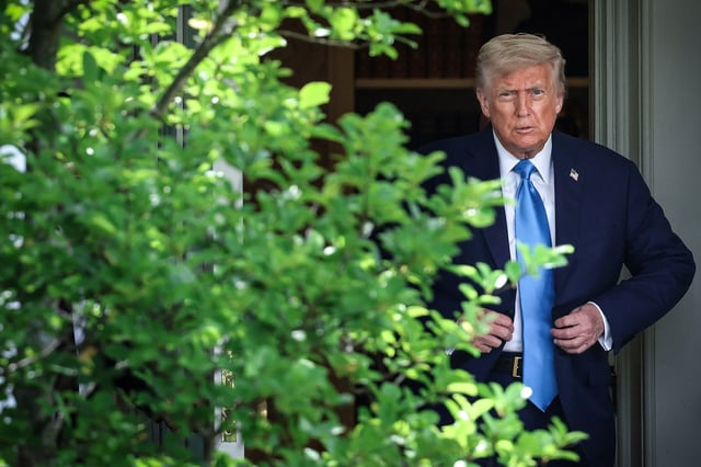 President Donald Trump leaves the Oval Office as he departs the White House on June 6, 2025.