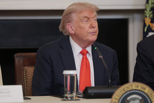 President Donald Trump speaks at a roundtable in the State Dining Room at the White House on June 5, 2025, in Washington, D.C.