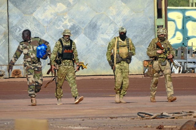 Trois mercenaires russes du groupe Wagner dans le nord du Mali.
