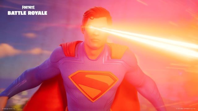 Superman using laser eyes in Fortnite