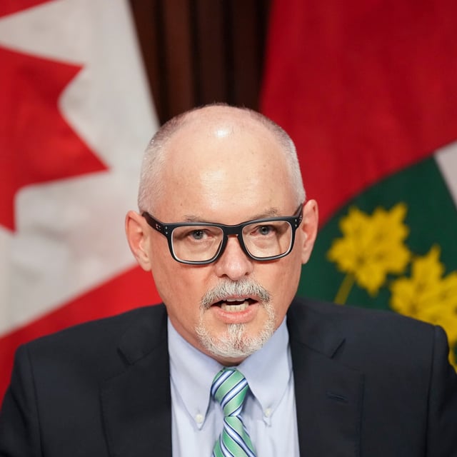 Dr. Kieran Moore, Ontario Chief Medical Officer of Health, speaks at a press conference at the legislature in Toronto on Monday, April 11, 2022. THE CANADIAN PRESS/Nathan Denette