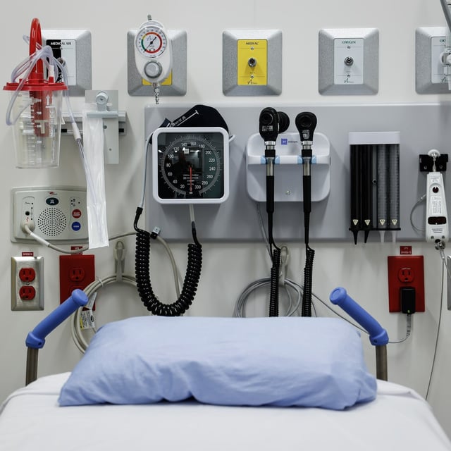 A treatment room in the emergency department at Peter Lougheed hospital is pictured in, Calgary, Alta., Tuesday, Aug. 22, 2023. THE CANADIAN PRESS/Jeff McIntosh