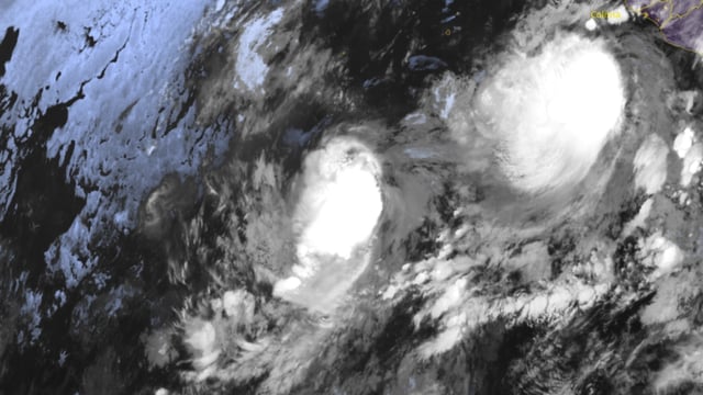 Satellite image of tropical Storm Cosme. Acquired at 0920 UTC on Monday, June 9, 2025. Credit Goes-East, RAMMB/CIRA, The Watchers.