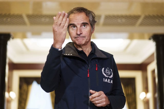 Rafael Mariano Grossi, the director-general of the International Atomic Energy Agency, speaks to journalists during press conference in Kyiv, Ukraine, on Tuesday, June 3, 2025. (AP Photo/Evgeniy Maloletka)