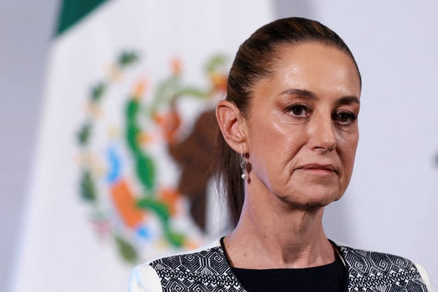 Mexico's President Claudia Sheinbaum attends a press conference, following U.S. President Donald Trump's announcement of auto industry tariffs, at the National Palace, in Mexico City, Mexico April 3, 2025. REUTERS/Henry Romero/File Photo