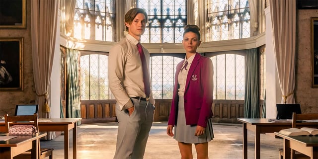 Harriet Herbig-Matten as Ruby Bell and Damian Hardung as James Beaufort in Maxton Hall