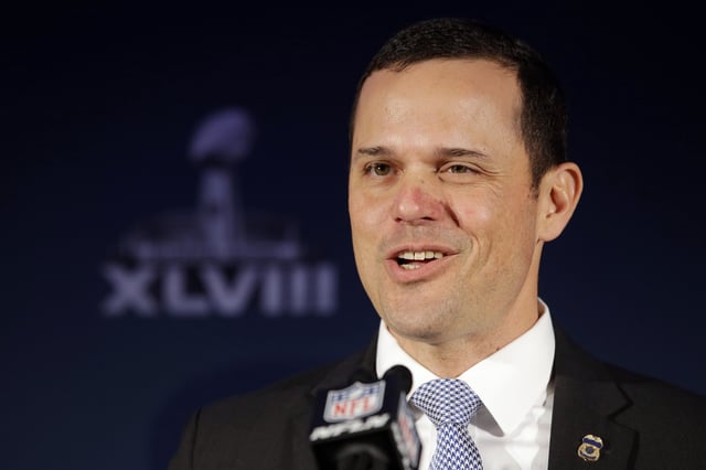 John Sandweg, with U.S. Immigration and Customs Enforcement, speaks during a news conference on counterfeit merchandise at the NFL Super Bowl XLVIII media center, Thursday, Jan. 30, 2014, in New York.