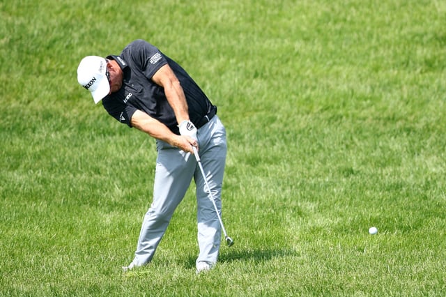Ryan Fox of New Zealand plays a shot on the ninth hole during the final round of the RBC Canadian Open 2025 at TPC Toronto at Osprey Valley on June 08, 2025 in Caledon, Ontario.