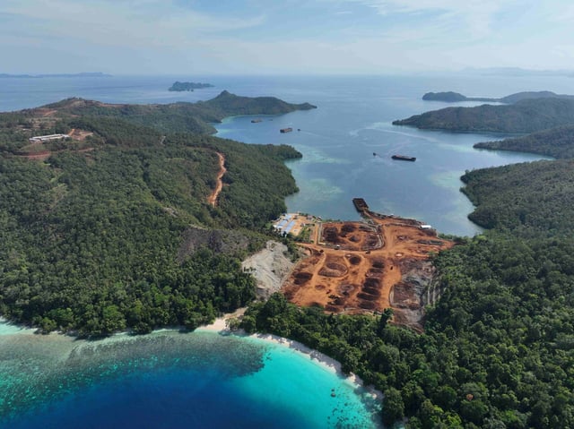 Deforestation caused by nickel mining of PT Kawei Sejahtera Mining in Kawei, a small island in the Raja Ampat archipelago, West Papua, Indonesia. Image taken in December 2024 by Auriga Nusantara.