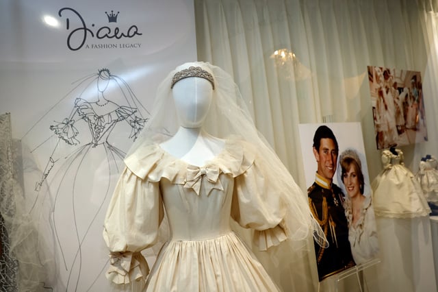 The final calico toile for Princess Diana's Royal wedding gown designed by David and Elizabeth Emanuel is displayed in the 'Princess Diana's Style & A Royal Collection', the largest collection of the Princess of Wales' fashion ever to appear at auction in history, at a public exhibition in The Museum of Style Icons, in Newbridge, Ireland, June 9, 2025. REUTERS/Clodagh Kilcoyne