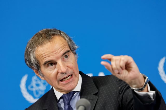 IAEA Director General Rafael Grossi holds a news conference after the first day of the agency's quarterly Board of Governors meeting at the IAEA headquarters in Vienna, Austria, June 9, 2025. REUTERS/Lisa Leutner