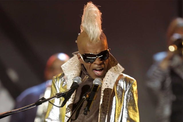 Sly Stone from the group Sly and the Family Stone performs at the 48th Annual Grammy Awards on Feb. 8, 2006, in Los Angeles. 