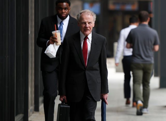 Former Illinois House Speaker Michael Madigan arrives at Dirksen U.S. Courthouse for a post-trial hearing on June 9, 2025. (Eileen T. Meslar/Chicago Tribune)