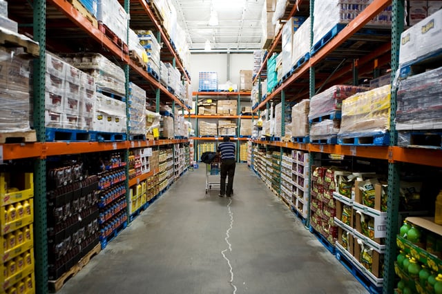 A man shops at Costco, a popular warehouse-style store, in Brooklyn, New York, on March 13, 2008.