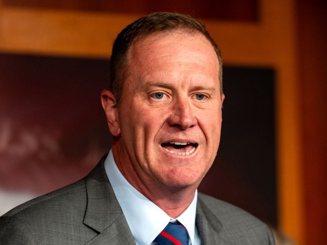 Sen. Eric Schmitt (R-MO) gestures while speaking during a news conference on Capitol Hill on May 22, 2024 in Washington, DC. Senate Democrats have revived the bipartisan border bill that was already blocked once earlier this year, and Republicans including Sen. James Lankford (R-OK), who negotiated the immigration package say they will block it again. (Kent Nishimura/Getty)