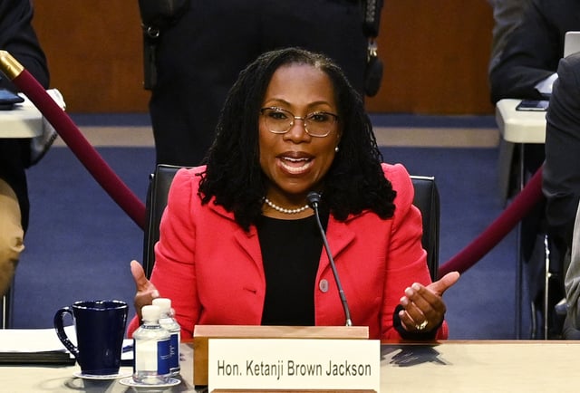 Supreme Court Justice Ketanji Brown Jackson speaks during a confirmation hearing on March 22, 2022.
