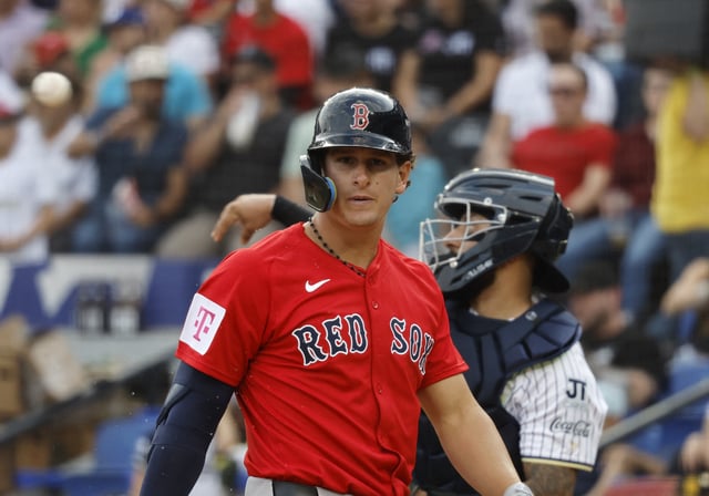 Baseball - MLB in Monterrey - Sultanes de Monterrey v Boston Red Sox - Estadio Mobil Super, Monterrey, Mexico - March 25, 2025 Boston Red Sox's Roman Anthony reacts REUTERS/Daniel Becerril/File Photo