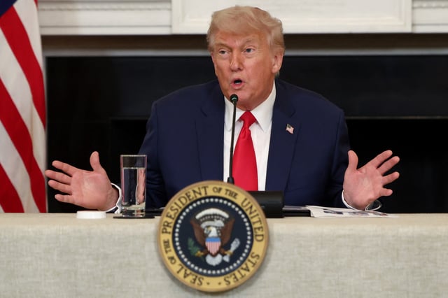 U.S. President Donald Trump speaks during an Invest America Roundtable in the State Dining room, at the White House, in Washington, U.S., June 9, 2025. REUTERS/Evelyn Hockstein