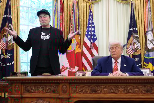 WASHINGTON, DC - MAY 30: Tesla CEO Elon Musk speaks alongside U.S. President Donald Trump to reporters in the Oval Office of the White House on May 30, 2025 in Washington, DC. Musk, who served as an adviser to Trump and led the Department of Government Efficiency, announced he would leave his role in the Trump administration to refocus on his businesses. (Photo by Kevin Dietsch/Getty Images)