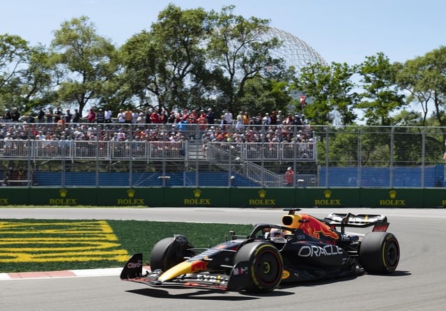 Red Bull Racing Max Verstappen of the Netherlands races during the Canadian Grand Prix in Montreal, Sunday, June 19, 2022. Formula One is back in Canada for a second consecutive year as the Canadian Grand Prix gets underway this week in Montreal. THE CANADIAN PRESS/Jacques Boissinot
