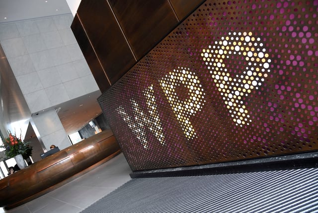 Branding signage for WPP, the largest global advertising and public relations agency at their offices in London, Britain, July 17, 2019. REUTERS/Toby Melville/File Photo