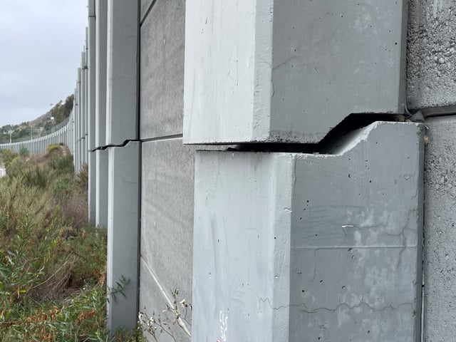 Several parts of a retaining wall through Bay Ho do not line up.