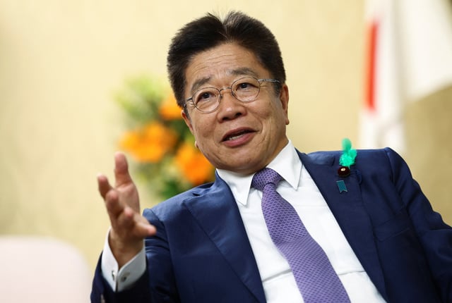 Japan's Finance Minister Katsunobu Kato speaks during an interview with Reuters at the Finance Ministry in Tokyo, Japan April 17, 2025. REUTERS/Issei Kato/File Photo