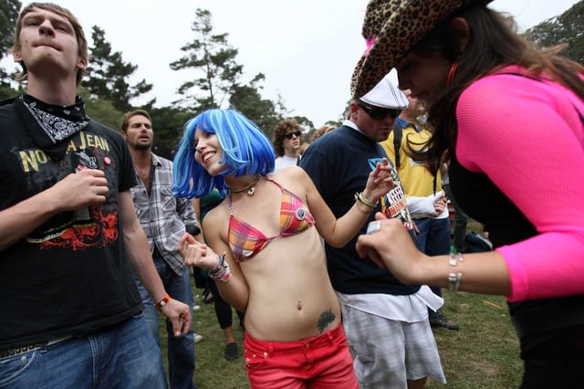 Attendees at the Outside Lands Music and Arts Festival in Golden Gate Park in San Francisco on August 23, 2008.