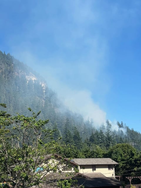 An out-of-control wildfire burns in Squamish on June 9, 2025