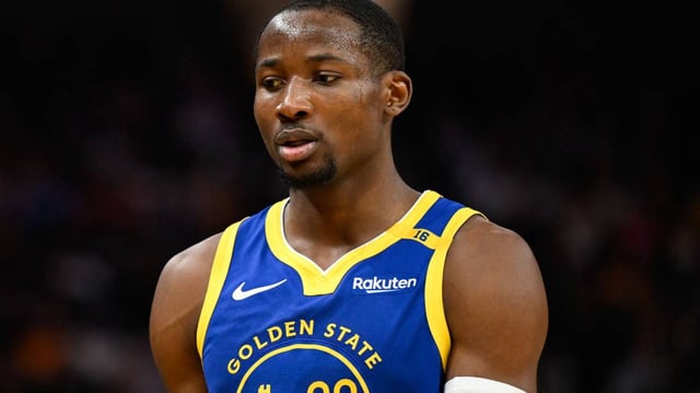 Dec 23, 2024; San Francisco, California, USA; Golden State Warriors forward Jonathan Kuminga (00) looks on against the Indiana Pacers in the third quarter at Chase Center. Mandatory Credit: Eakin Howard-Imagn Images