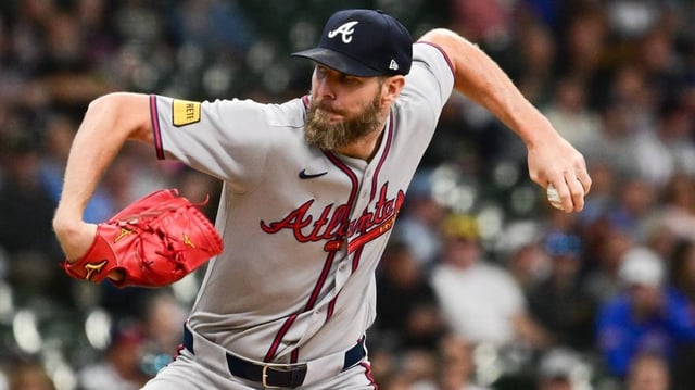 Jun 9, 2025; Milwaukee, Wisconsin, USA; Atlanta Braves starting pitcher Chris Sale (51) throws a pitch in the first inning against the Milwaukee Brewers at American Family Field. Mandatory Credit: Benny Sieu-Imagn Images