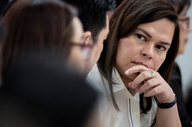 Philippine Vice-President Sara Duterte attends a legislative inquiry into her office's use of public funds, at the House of Representatives, in Quezon City, Philippines, November 25, 2024. REUTERS/Eloisa Lopez/File Photo