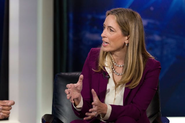 New Jersey Rep. Mikie Sherrill speaks during the New Jersey Democratic gubernatorial primary debate at NJ PBS Studios on May 12 in Newark, New Jersey.